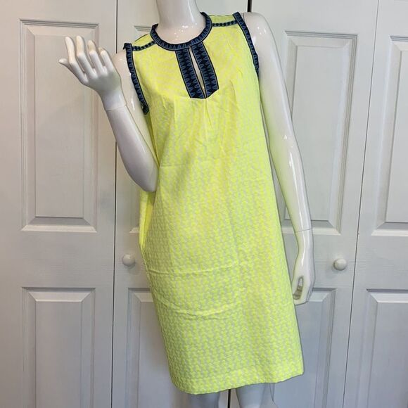 🔥J Crew Neon Yellow Blue Dress Sz 2 New with tag - Picture 9 of 16
